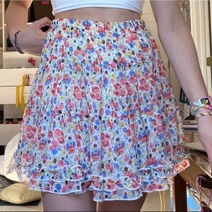 WOMEN’S FLORAL RUFFLE HIGH-WAISTED SKIRT